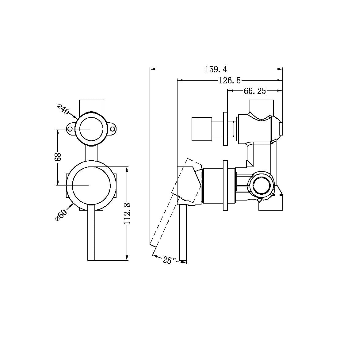 DOLCE SHOWER MIXER WITH DIVERTOR SEPARATE BACK PLATE CH (NR250809ECH) CHROME