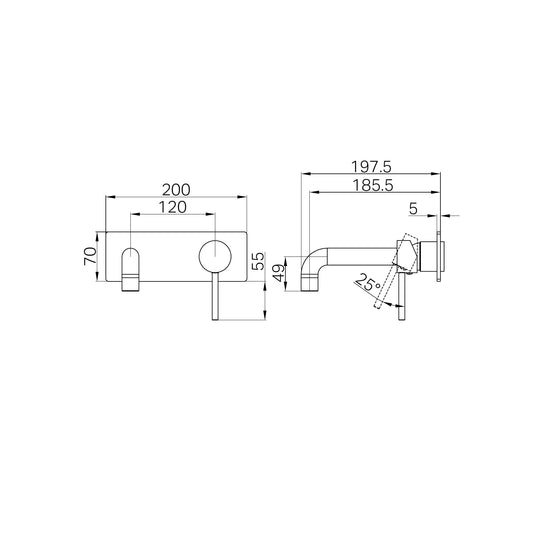 DOLCE WALL BASIN/BATH MIXER TRIM KITS ONLY BRUSHED GOLD