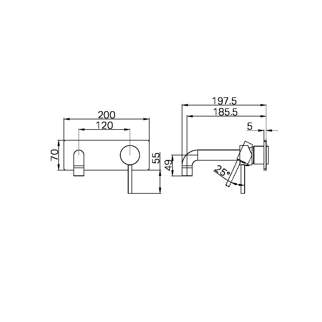 DOLCE WALL BASIN/BATH MIXER TRIM KITS ONLY MATTE BLACK