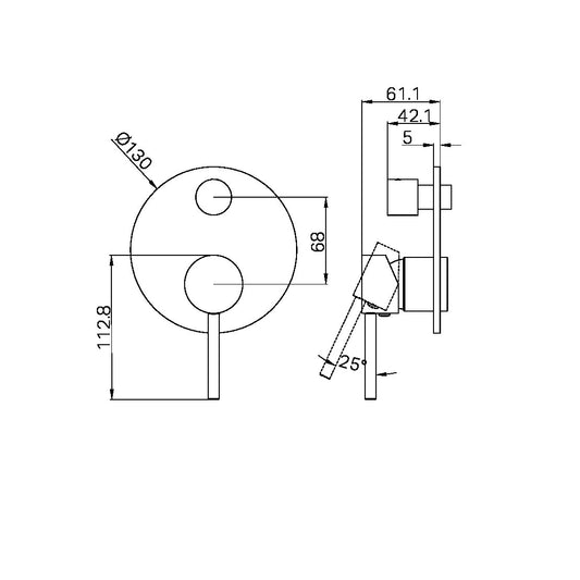 DOLCE SHOWER MIXER WITH DIVERTOR TRIM KITS ONLY MATTE BLACK