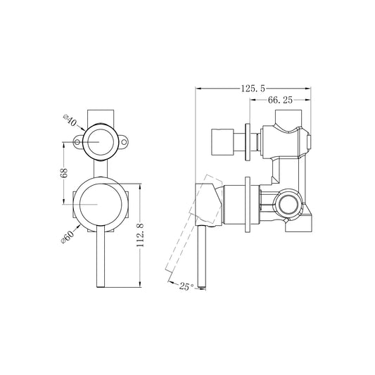 DOLCE SHOWER MIXER WITH DIVERTOR SEPARATE BACK PLATE TRIM KITS ONLY GUN METAL