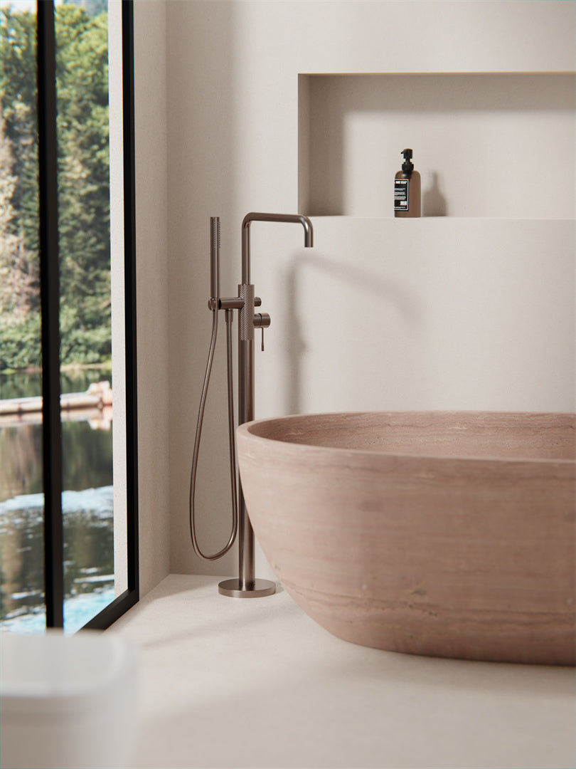 OPAL FREESTANDING BATH MIXER WITH HAND SHOWER BRUSHED BRONZE