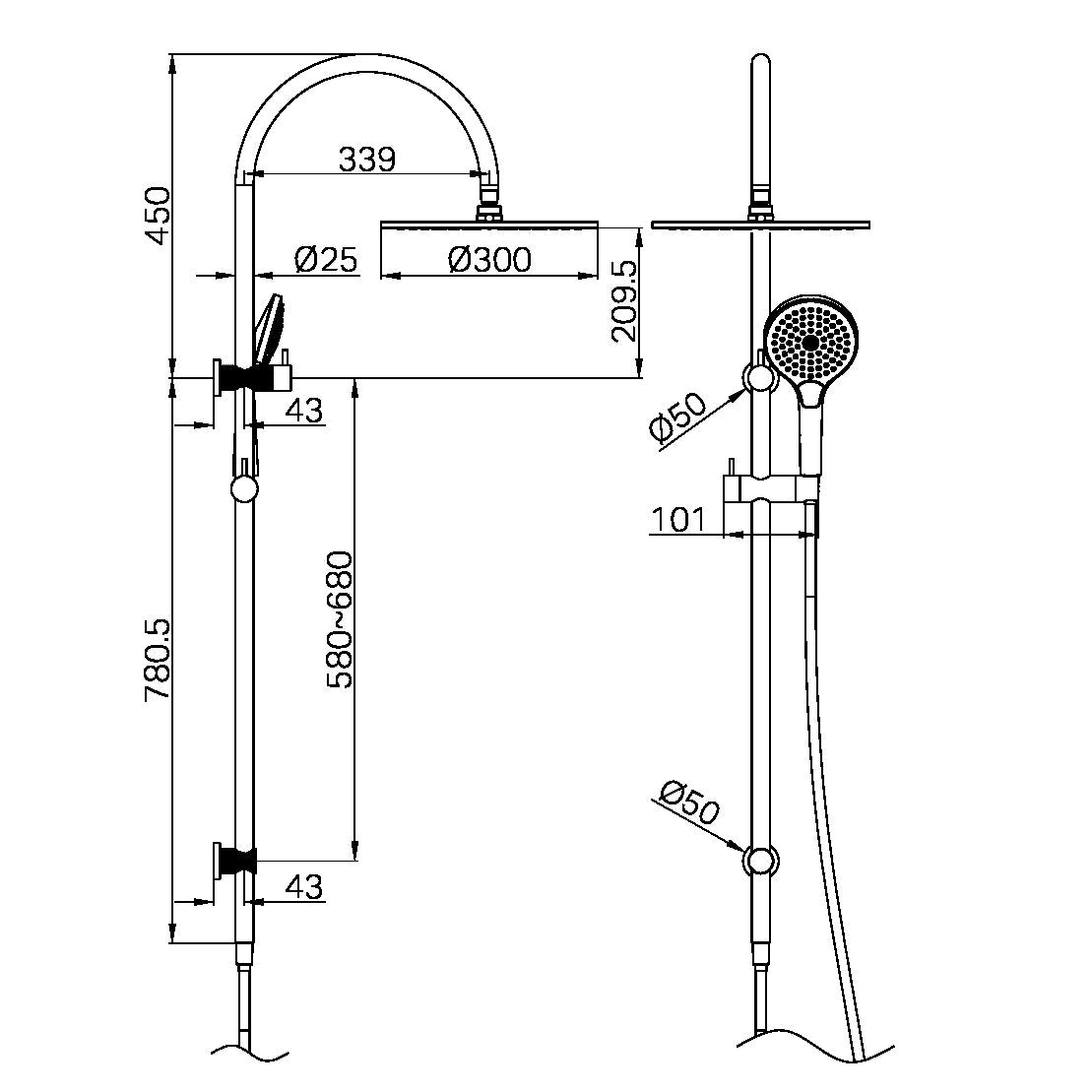 OPAL TWIN SHOWER WITH AIR SHOWER II BRUSHED NICKEL
