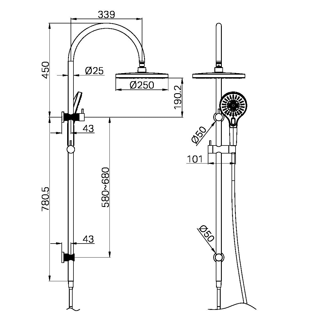 OPAL TWIN SHOWER GRAPHITE (NR251905EGR) GRAPHITE