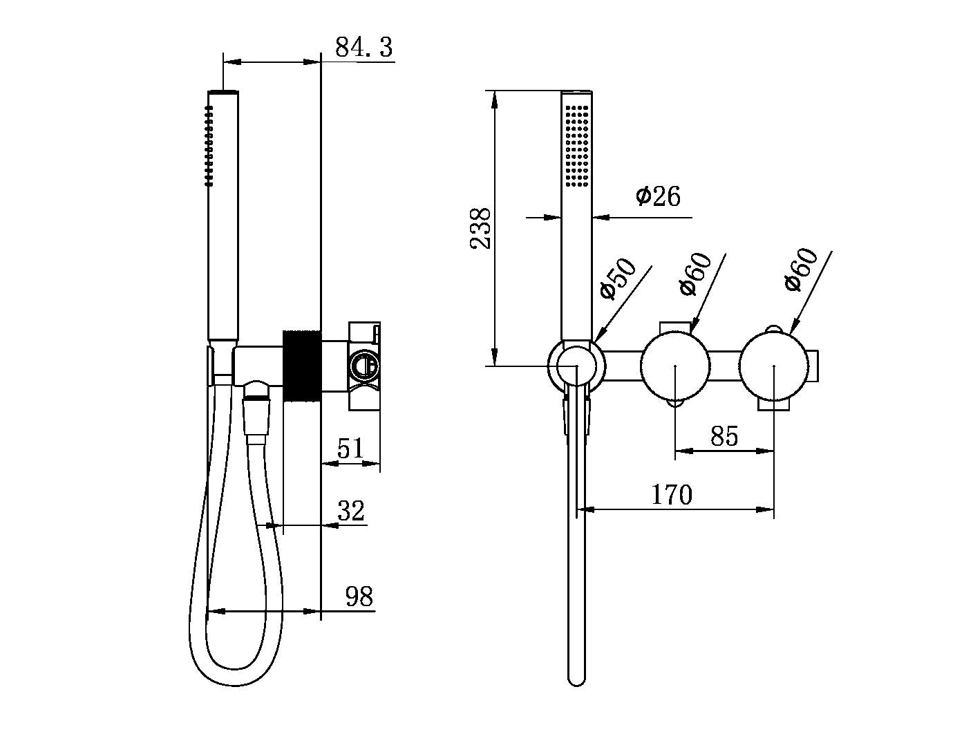 OPAL PROGRESSIVE SHOWER SYSTEM SEPARATE PLATE GRAPHITE (NR252003DGR) GRAPHITE