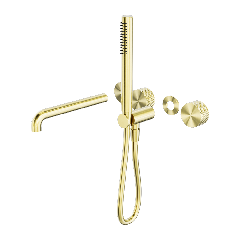 OPAL PROGRESSIVE SHOWER SYSTEM SEPARATE PLATE WITH SPOUT 230/250MM TRIM KITS ONLY BRUSHED GOLD