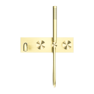Kara Progressive Shower System With Spout 230/250MM Brushed Gold — Gold & Brass