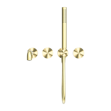 Kara Progressive Shower System Separate Plate With Spout 230/250MM Brushed Gold — Gold & Brass