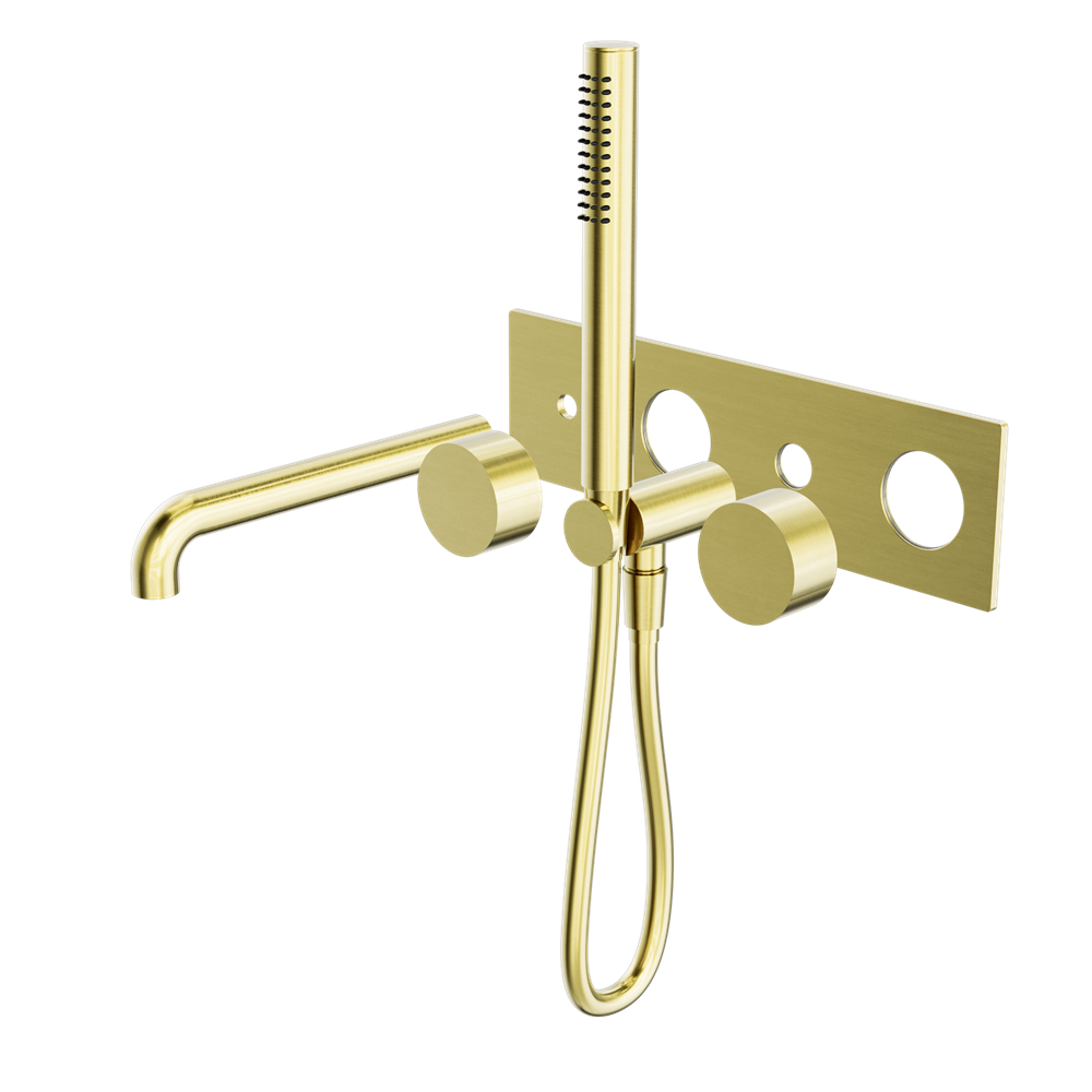 KARA PROGRESSIVE SHOWER SYSTEM WITH SPOUT 230/250MM TRIM KITS ONLY BRUSHED GOLD