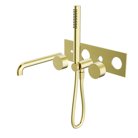 KARA PROGRESSIVE SHOWER SYSTEM WITH SPOUT 230/250MM TRIM KITS ONLY BRUSHED GOLD