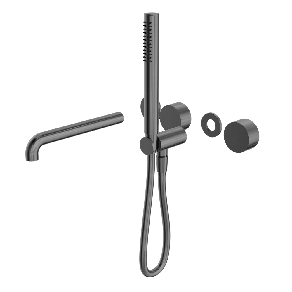 KARA PROGRESSIVE SHOWER SYSTEM SEPARATE PLATE WITH SPOUT 230/250MM TRIM KITS ONLY GUN METAL