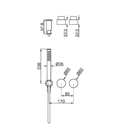 KARA PROGRESSIVE SHOWER SYSTEM SEPARATE PLATE TRIM KITS ONLY GUN METAL