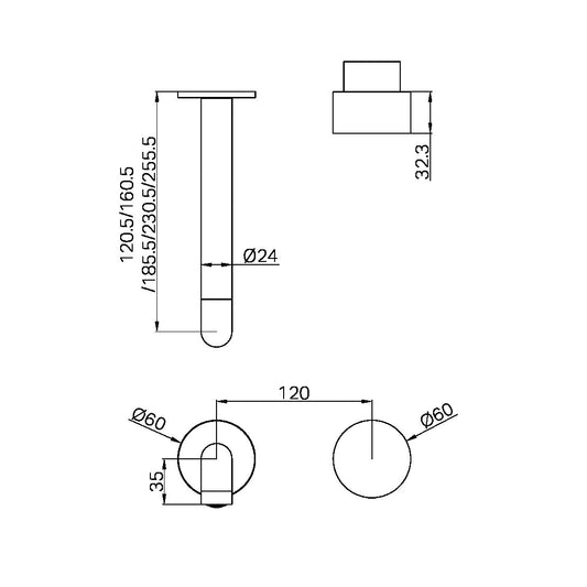 KARA PROGRESSIVE WALL BASIN/BATH SET TRIM KITS ONLY 120/160/185/230/260MM SPOUT GUN METAL