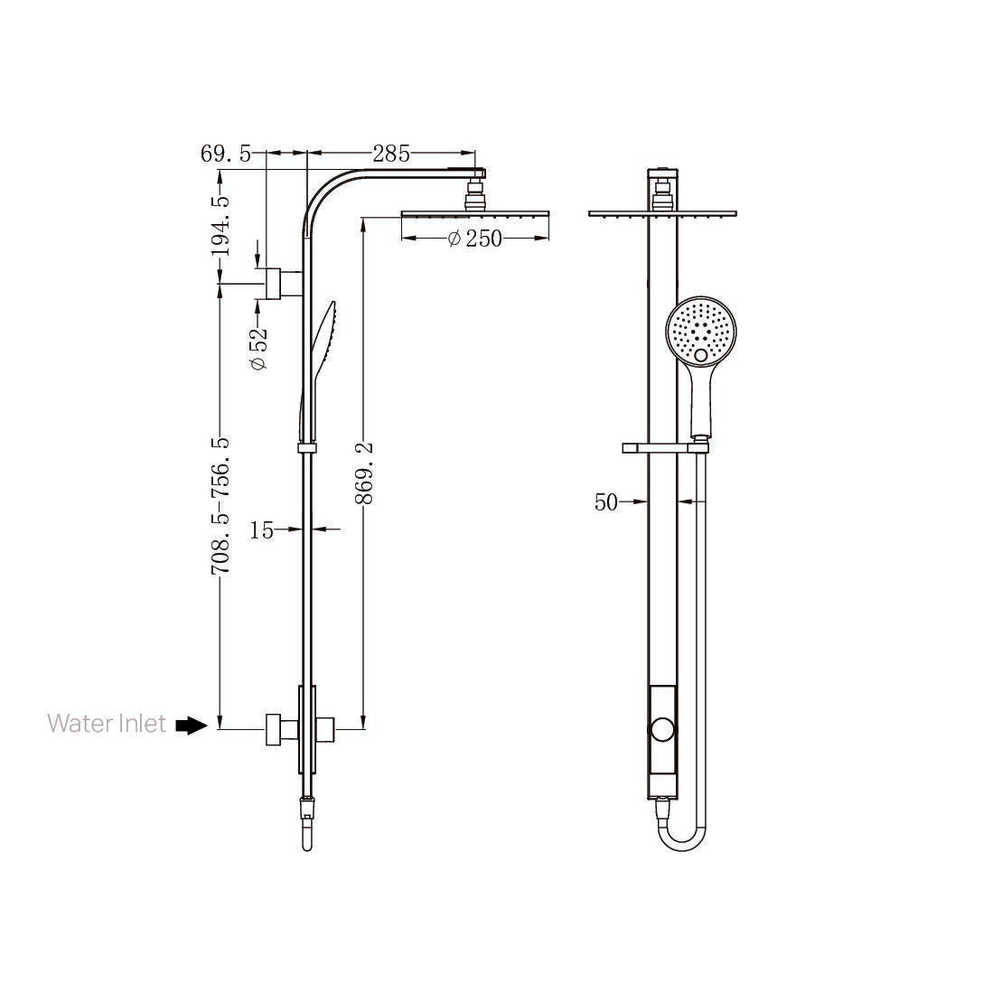 ASTRA RAIN ROUND TWIN SHOWER SINGLE HOSE CHROME (NR281305ACH)