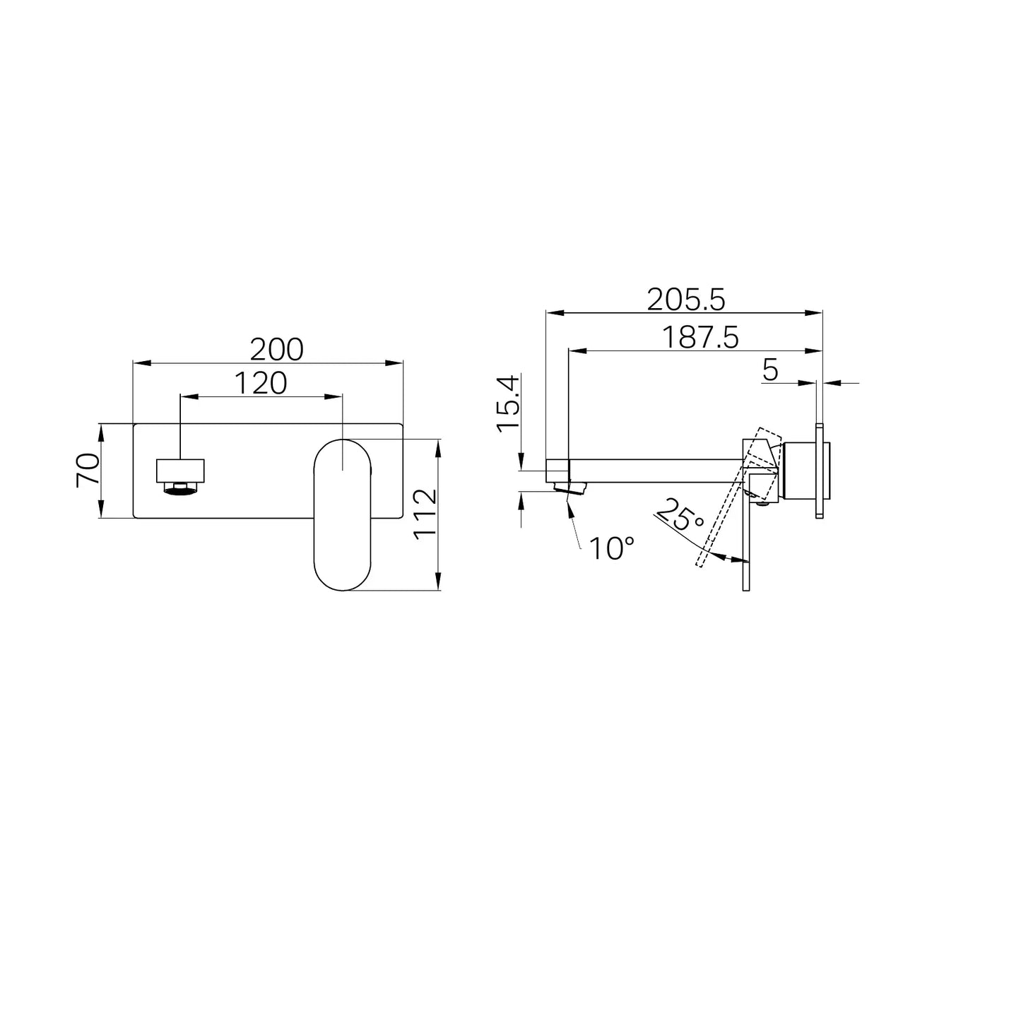 ECCO WALL BASIN/BATH MIXER TRIM KITS ONLY BRUSHED GOLD
