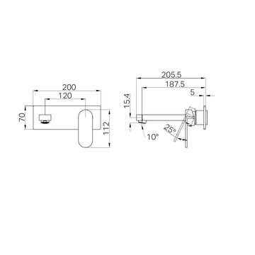 Ecco Wall Basin/Bath Mixer Trim Kits Only Brushed Gold