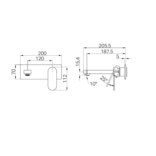 ECCO WALL BASIN/BATH MIXER TRIM KITS ONLY BRUSHED GOLD