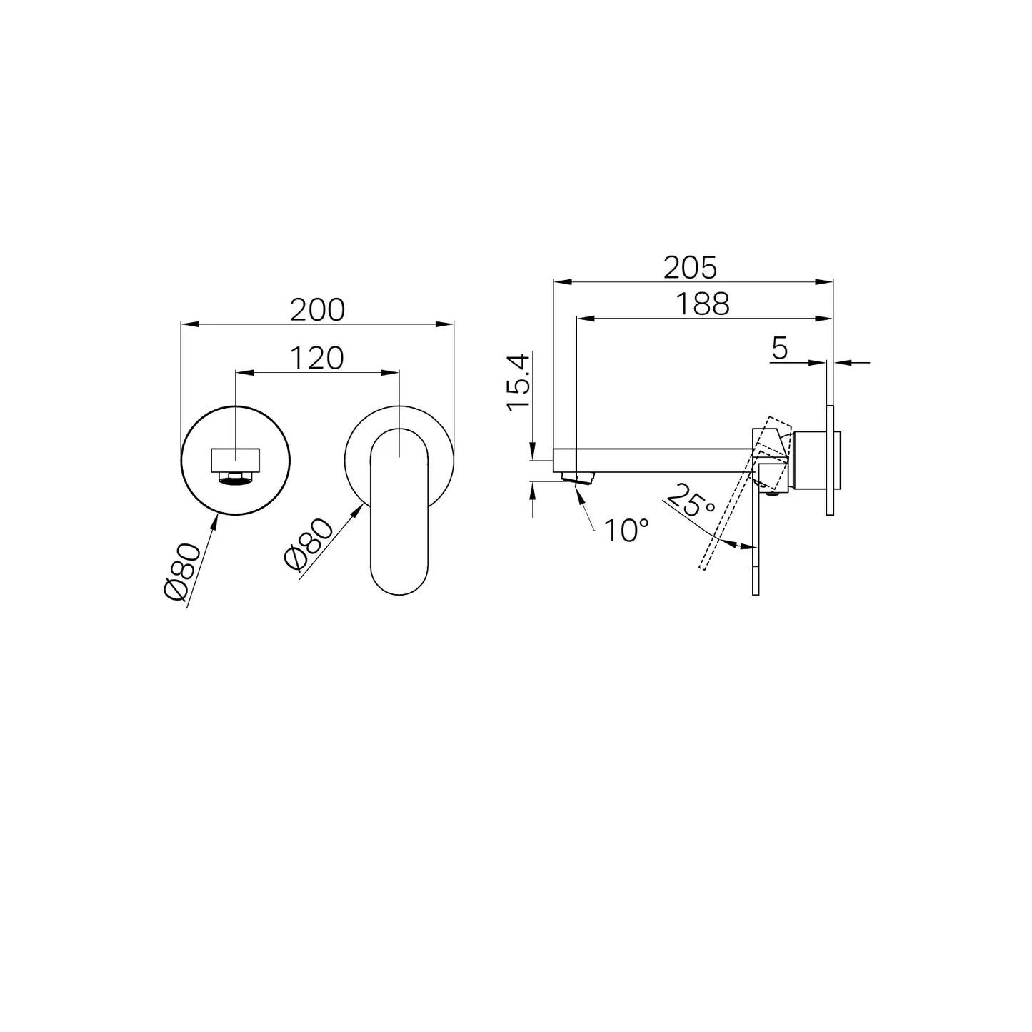 ECCO WALL BASIN/BATH MIXER SEPARATE BACK PLATE TRIM KITS ONLY BRUSHED GOLD
