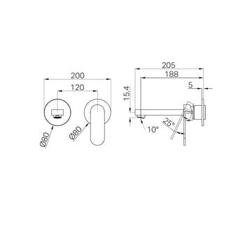 Ecco Wall Basin/Bath Mixer Separate Back Plate Trim Kits Only Brushed Gold