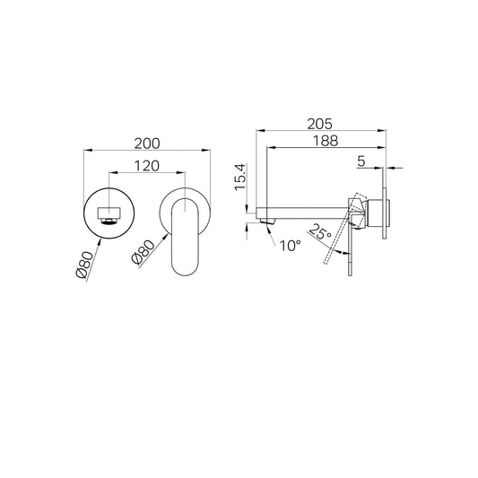 ECCO WALL BASIN/BATH MIXER SEPARATE BACK PLATE TRIM KITS ONLY BRUSHED GOLD