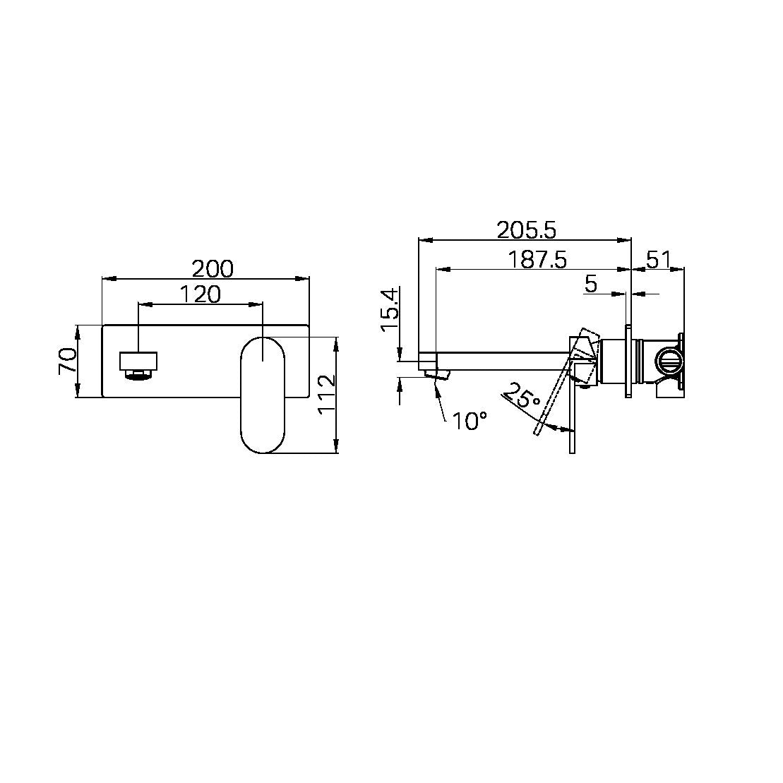 ECCO WALL BASIN/BATH MIXER BRUSHED NICKEL