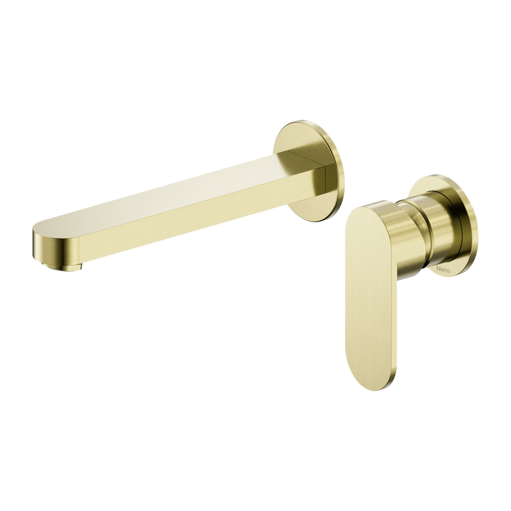 ECCO WALL BASIN/BATH MIXER SEPARATE BACK PLATE 60MM BRUSHED GOLD