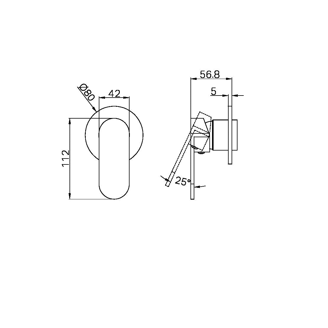 ECCO SHOWER MIXER 80MM ROUND PLATE TRIM KITS ONLY MATTE BLACK