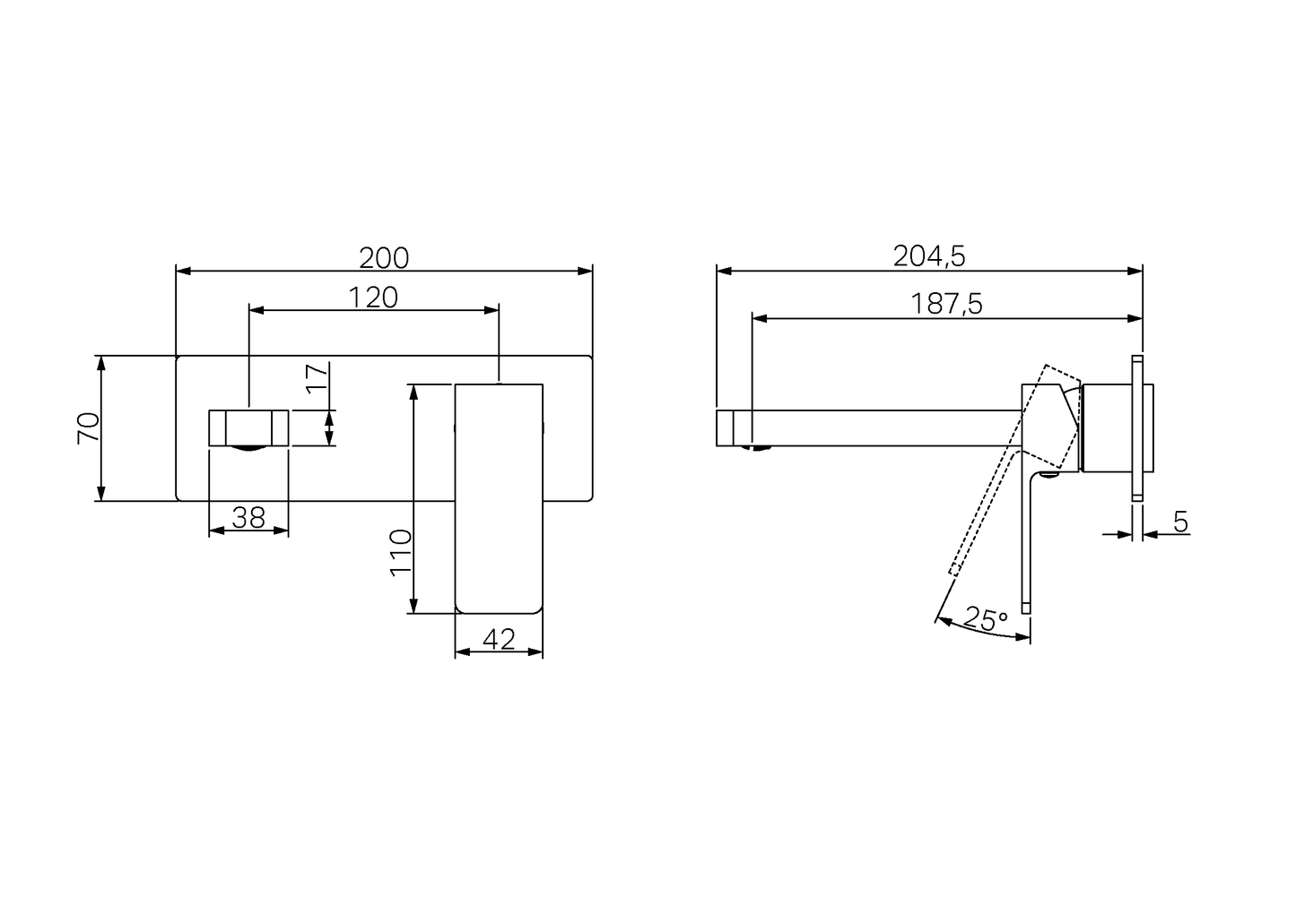CELIA WALL BASIN/BATH MIXER TRIM KITS ONLY CHROME