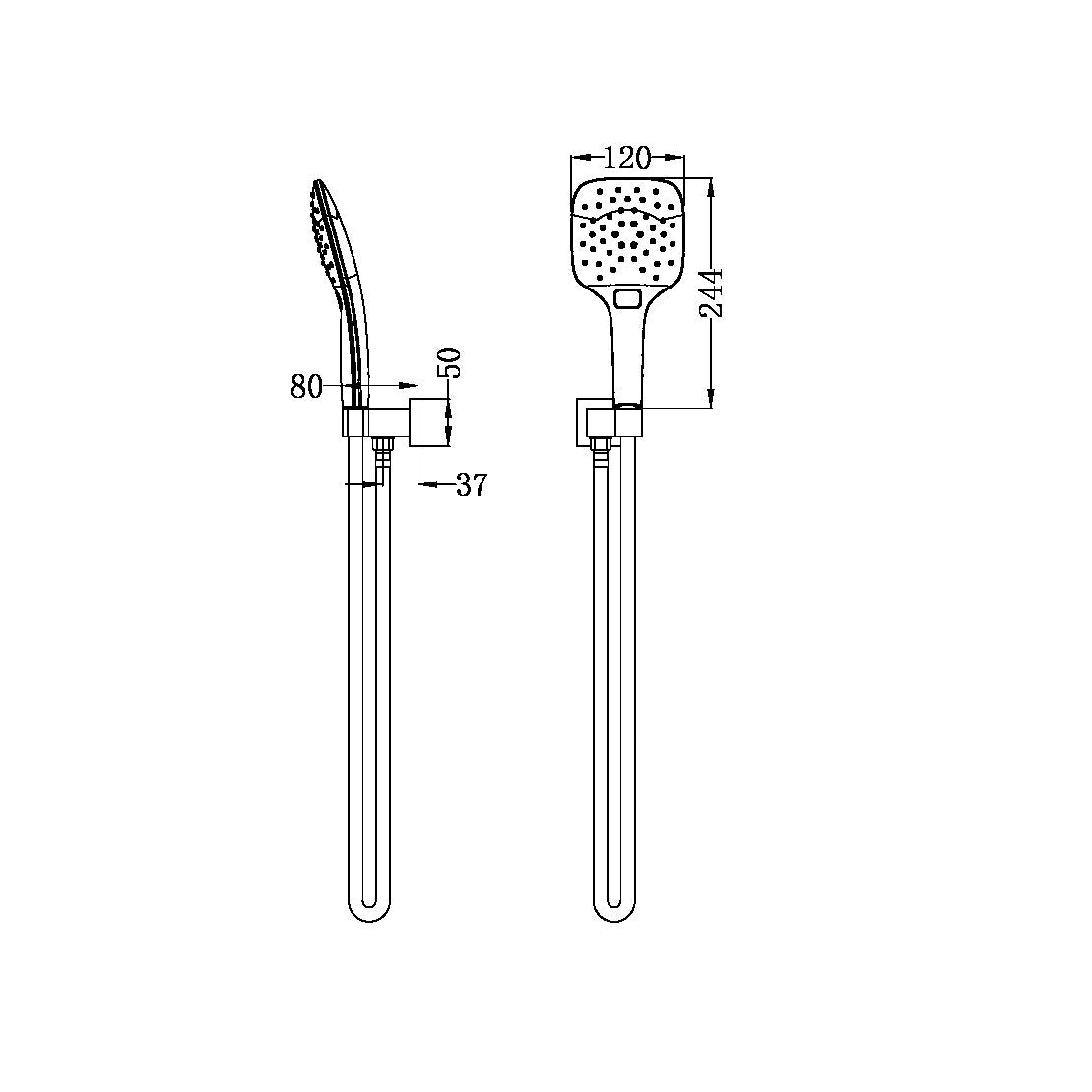 RAIN SQUARE 3 FUNCTION SHOWER ON BRACKET CHROME (NR306CH) CHROME