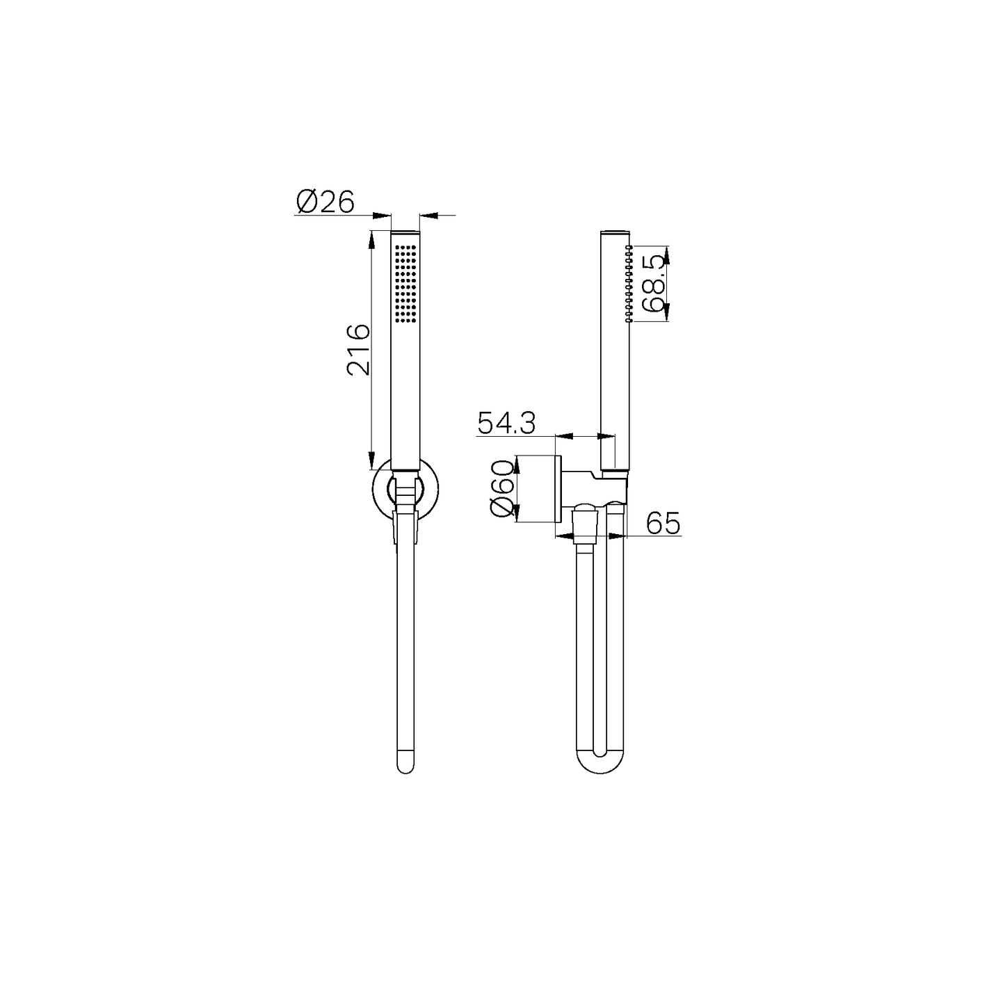 SLIM SHOWER ON BRACKET CHROME (NR307CH) BRUSHED NICKEL