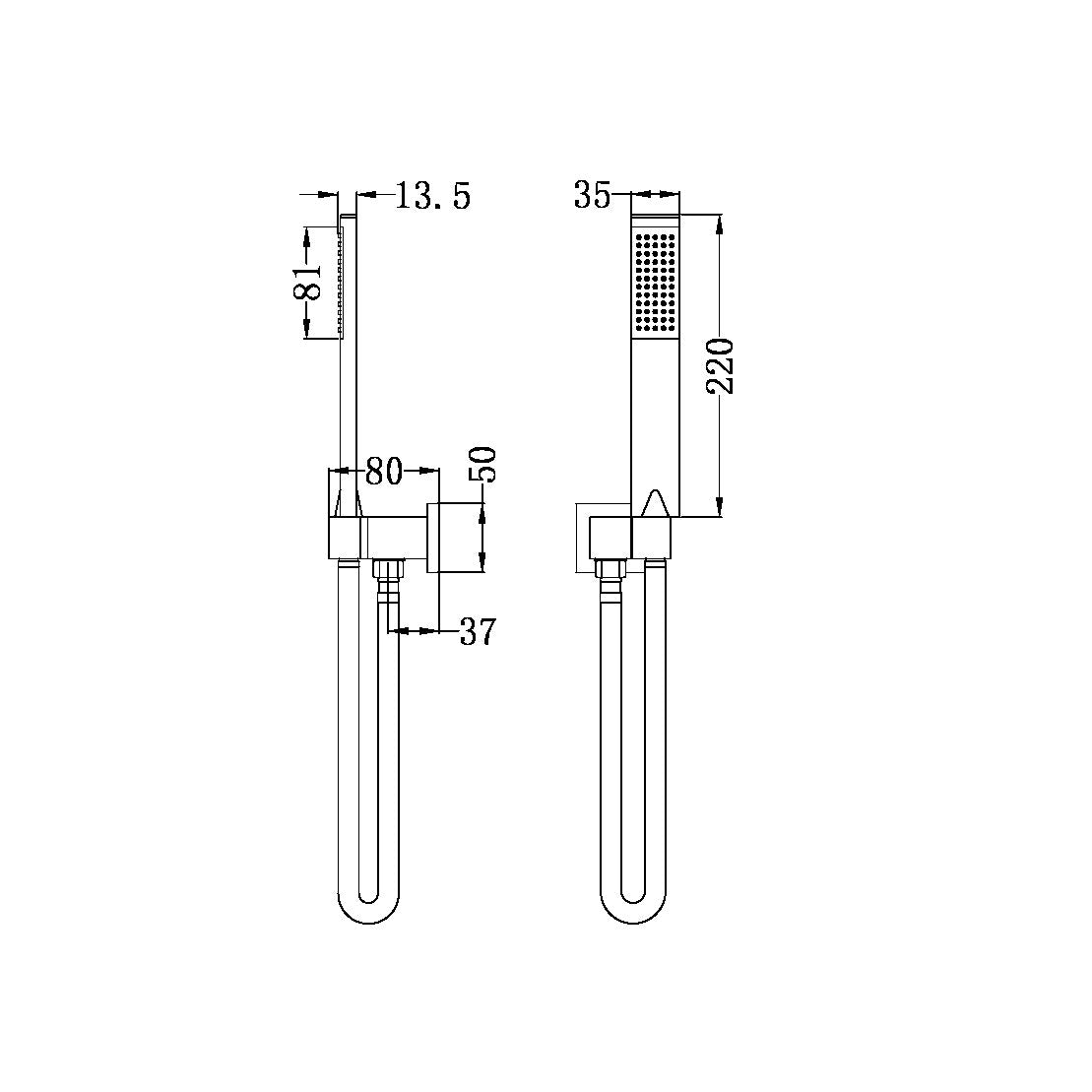 SQUARE SHOWER ON BRACKET CHROME (NR309CH) CHROME