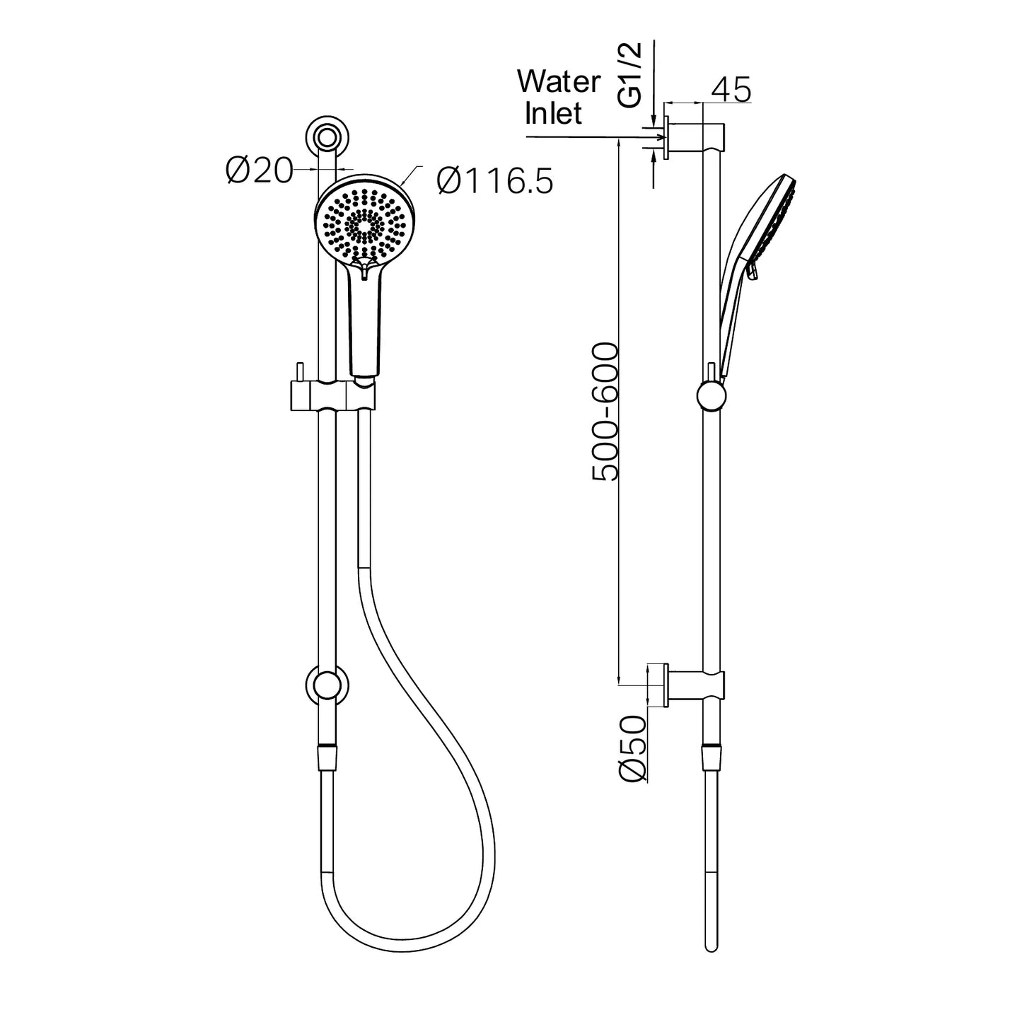 3-Function Shower Rail