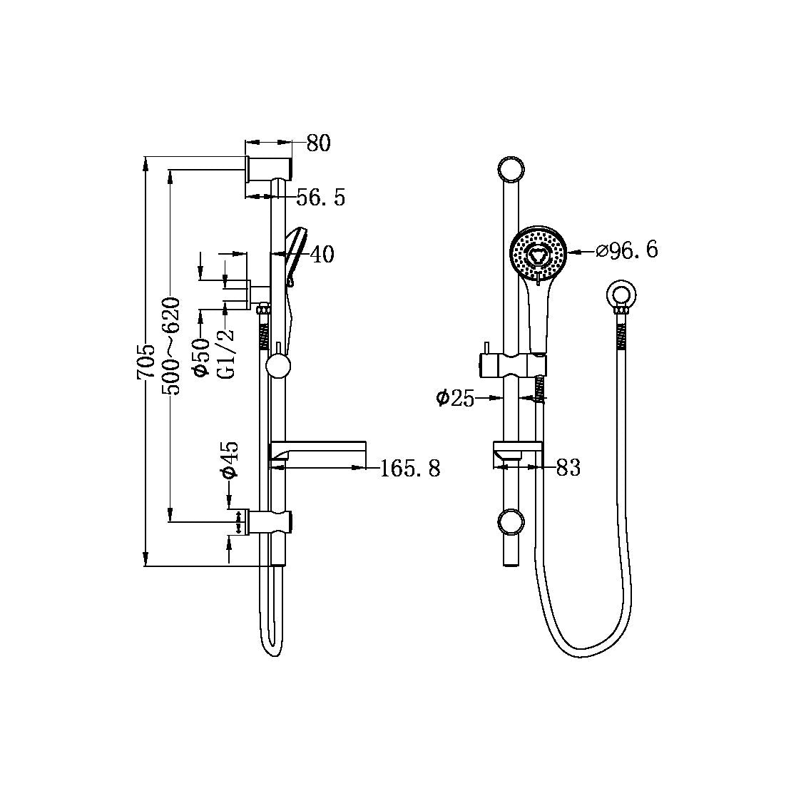 BUILDER BUDGET SHOWER RAIL CHROME (NR315CH) CHROME
