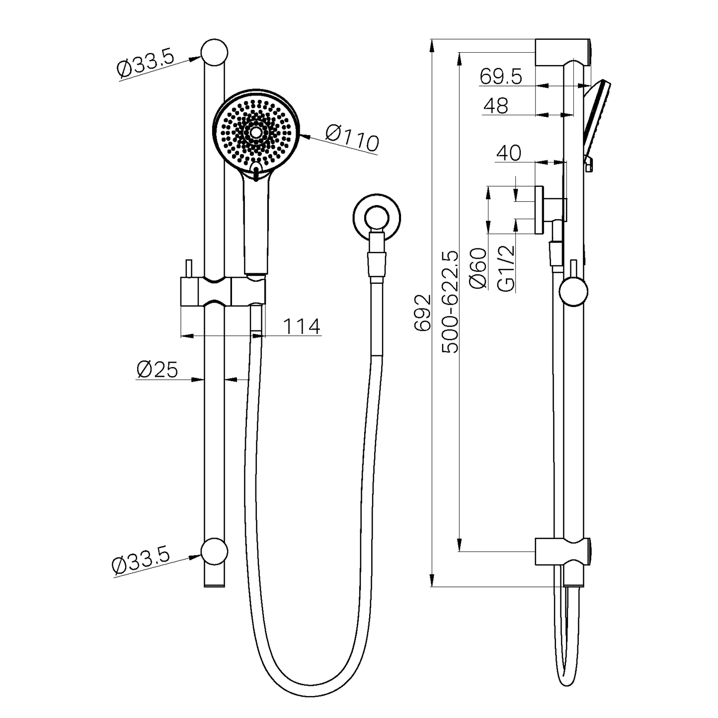 BUILDER PROJECT SHOWER RAIL MATTE BLACK
