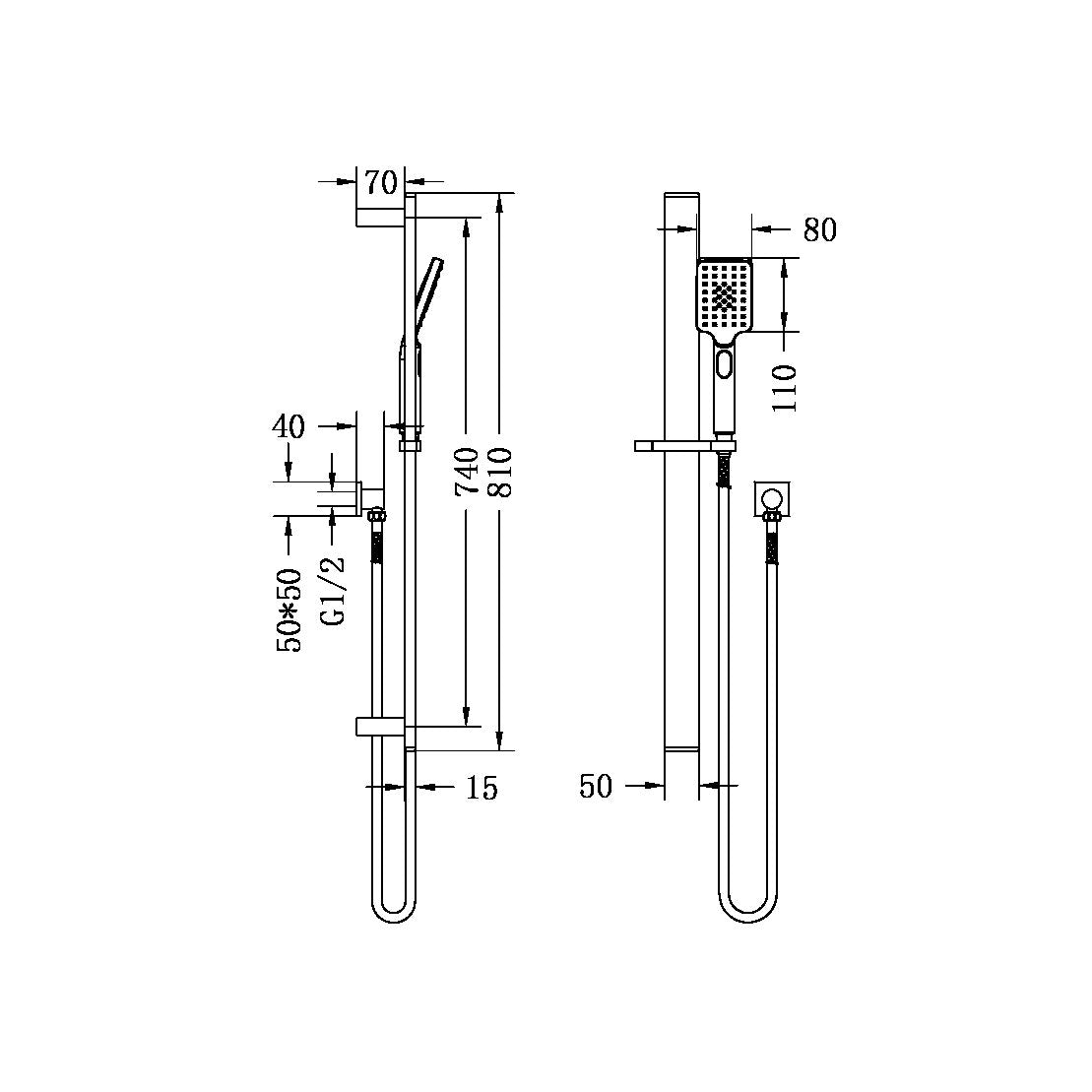 CELIA NEW SHOWER RAIL CHROME (NR316CH) BRUSHED NICKEL