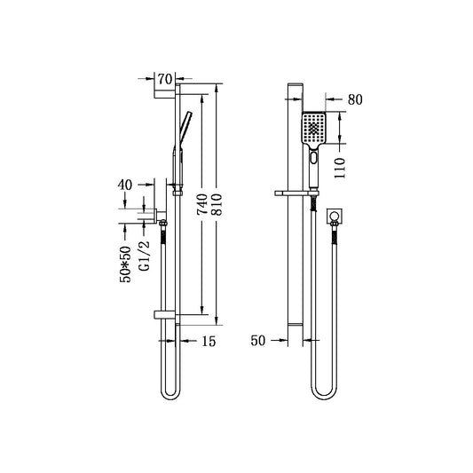 CELIA NEW SHOWER RAIL CHROME (NR316CH) BRUSHED NICKEL