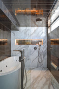 BIANCA FREESTANDING BATH MIXER WITH HAND SHOWER BRUSHED NICKEL