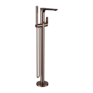 Bianca Freestanding Bath Mixer With Hand Shower Brushed Bronze — Freestanding Bath Spouts & Mixers