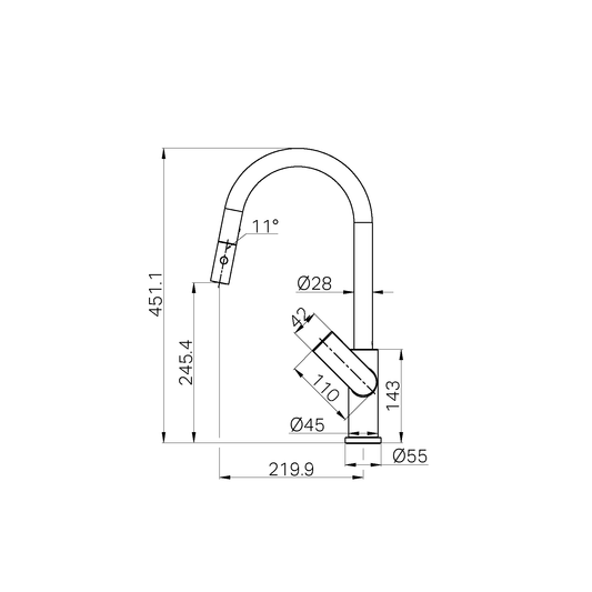 BIANCA PULL OUT SINK MIXER WITH VEGIE SPRAY FUNCTION BRUSHED NICKEL