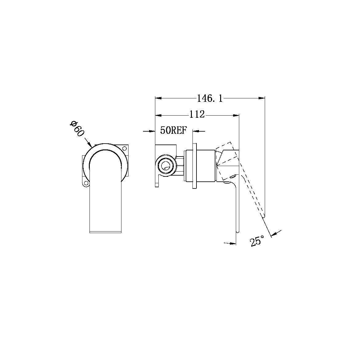 BIANCA SHOWER MIXER 60MM PLATE BRUSHED NICKEL