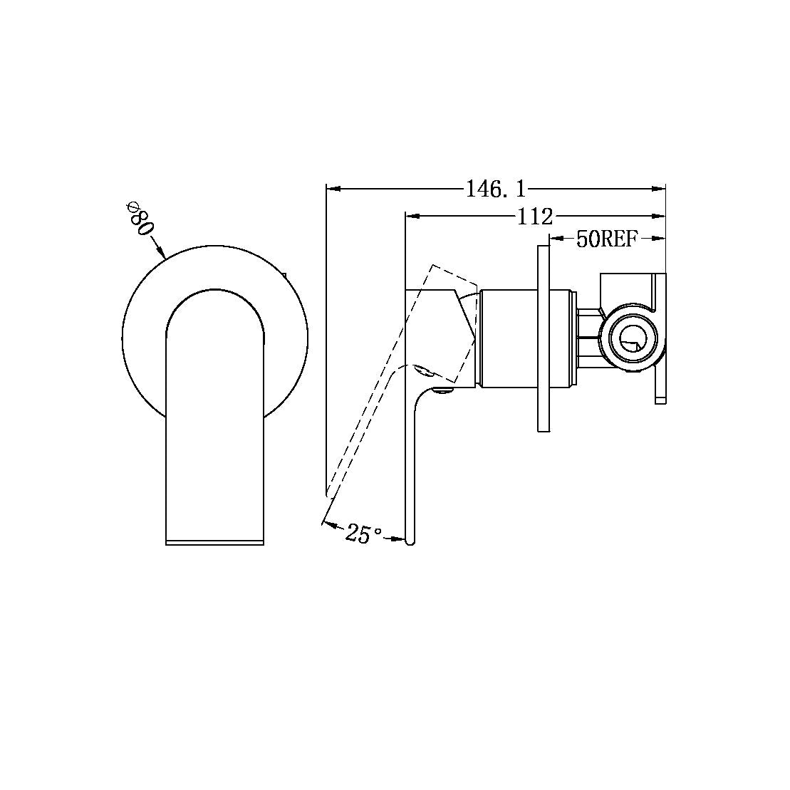 BIANCA SHOWER MIXER 80MM PLATE GUN METAL