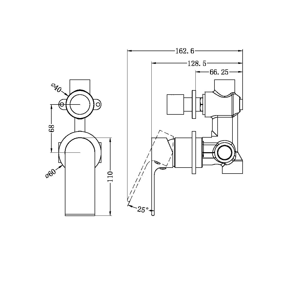 BIANCA SHOWER MIXER WITH DIVERTOR SEPARATE BACK PLATE CH (NR321509GCH) CHROME