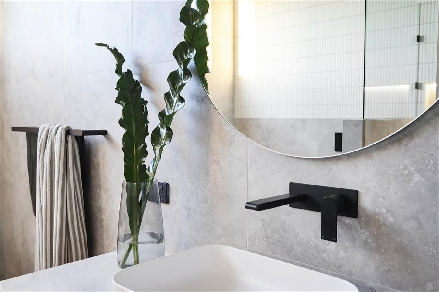 BIANCA WALL BASIN/BATH MIXER 187/230MM MATTE BLACK