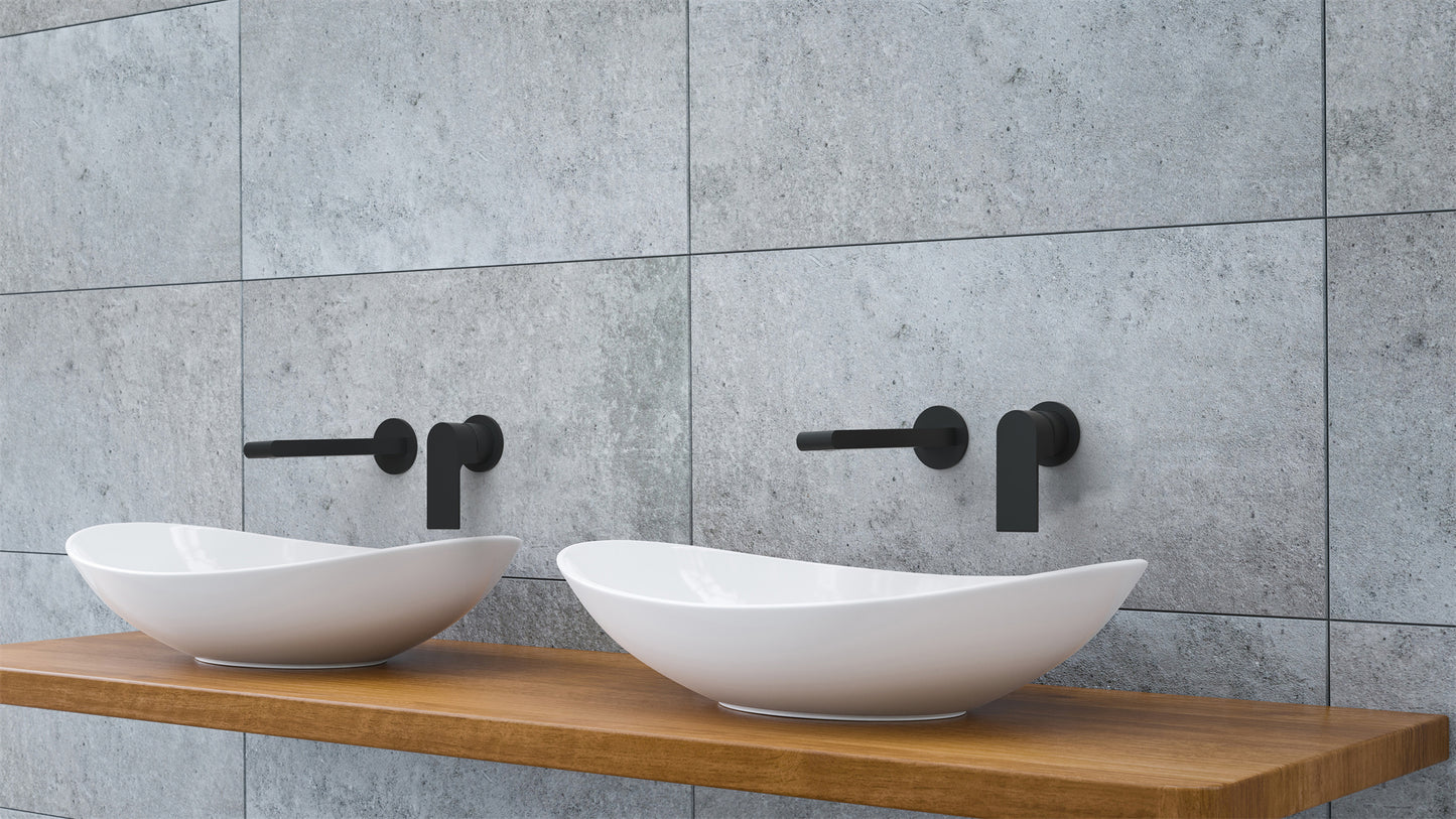 BIANCA WALL BASIN/BATH MIXER SEPARATE BACK PLATE 187/230MM MATTE BLACK