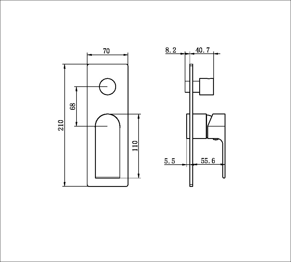 BIANCA SHOWER MIXER WITH DIVERTOR TRIM KITS ONLY MATTE BLACK