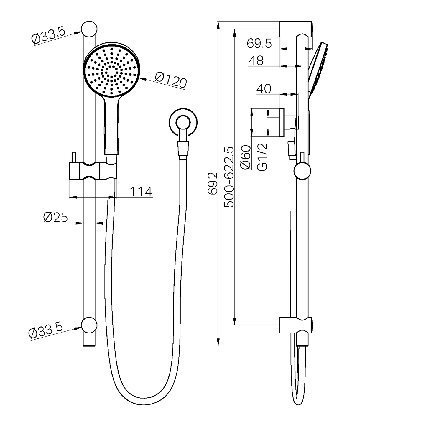 DOLCE II RAIL SHOWER GUN METAL