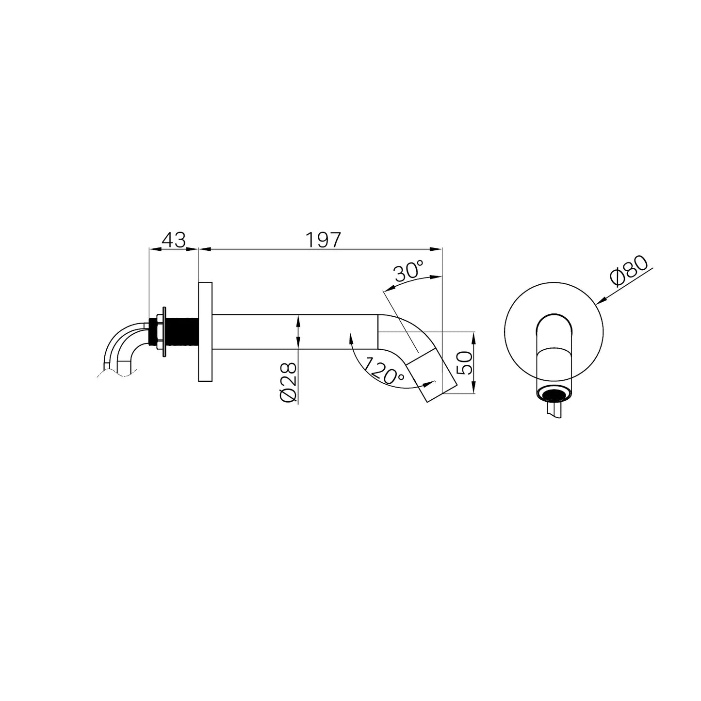 Mecca Wall-Mounted Sensor Tap with 80mm Wall Plate Tumbled Antique Brass