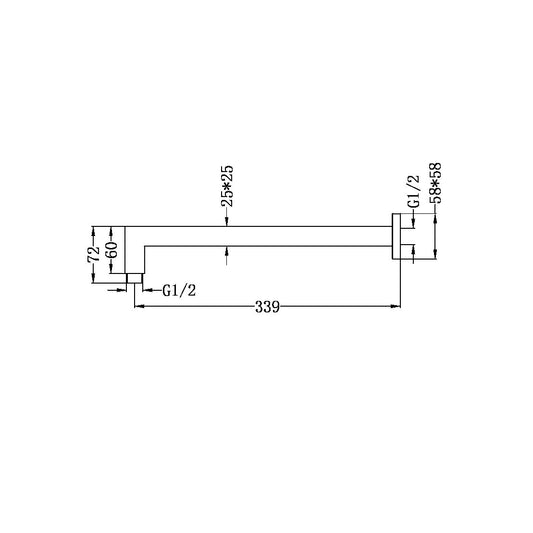 SQUARE SHOWER ARM CHROME (NR501CH) BRUSHED NICKEL
