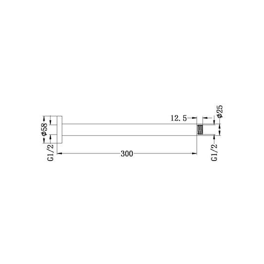 ROUND CEILING ARM 300MM LENGTH MATTE WHITE