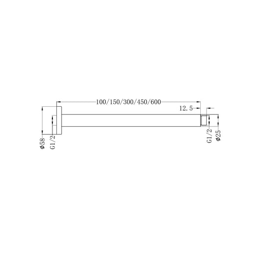 Round Ceiling Arm 600mm Length